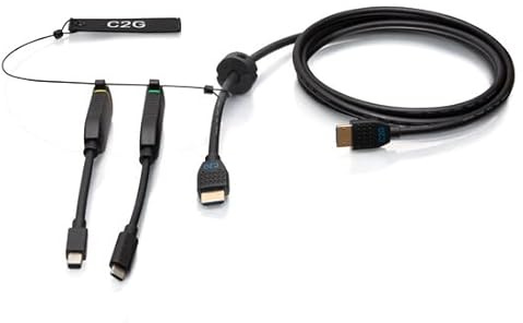 C2G 10ft (3m) 4K HDMI Premium Cable and Dongle Adapter Ring with Color Coded Mini DisplayPort™ and USB-C