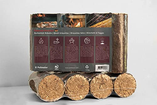 Pollmeier Bricchetti in legno di faggio, 6 kg, bricchette in legno di faggio, legna da ardere