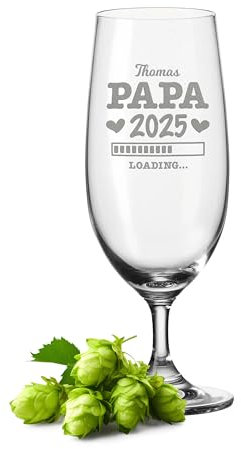 Leonardo Vaso de cerveza con grabado - Papa 2023 Loading - Personalizado con nombre - Tulipán de cerveza como regalo para conocedores de la cerveza - Idea de regalo para hombres - Regalos para papá