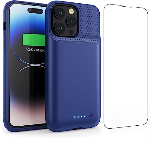 Akkuhülle für iPhone 14 Plus/14 Pro Max/13 Pro Max, 8600mAh Smart Battery Case Zusatzakku Ladehülle, Abnehmbare Tragbare Handyhülle Akku, Powerbank Hülle für iPhone 13Promax/14Plus/14Promax 6,7 Zoll