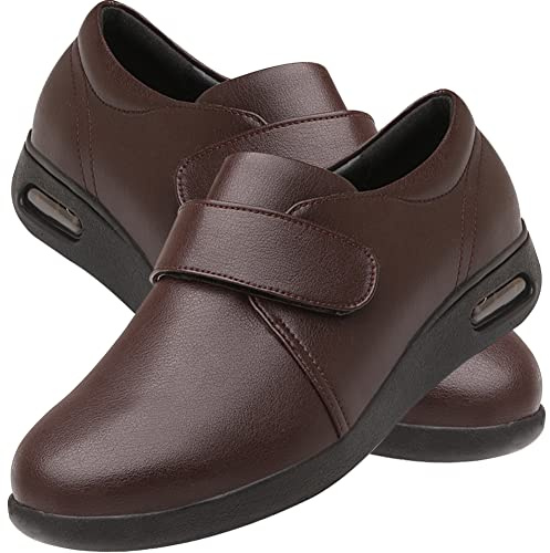 Aocase Zapatillas Pie Diabetico Verano Hombre, Zapatilla Confortina Rejilla Extra Ancho Especial para Hombre y Mujer Pies Delicados Sandalias de rehabilitación Stretch 06,Marrón,45 EU