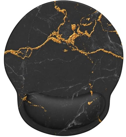 Giecy Mouse Mat Wrist Support, Ergonomic Gel Mouse Pad, Mouse Wrist Rest with Non-slip Base for Home Office Computer, Laptop (Black Marble)