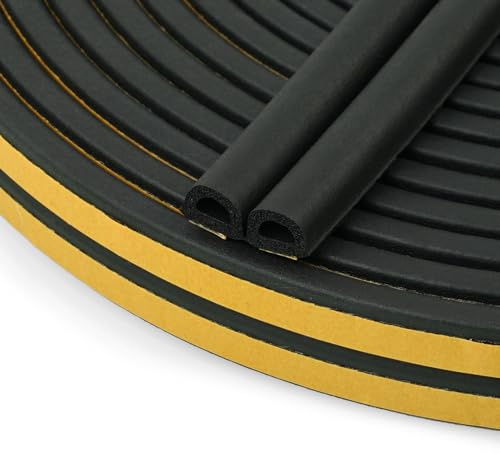 Flintronic Fönstertejp mot drag, dragtejp för dörrfönster, självhäftande, typ D, fönstertätningslist, väderlist/fönsterisolering/kollisionsskydd/ljudtät/dammtät, 26 m, 9 x 6 mm
