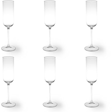Excelsa Nordic Set 6 Flute Trasparenti, Vetro, Capacità 210 Ml.