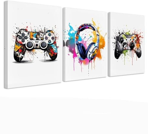 Kepuarm 3 Stück Gaming Poster mit Rahmen,Gaming Bilder,Wandbilder Set Wohnzimmer,Wandbilder für Jungen Teenager Schlafzimmer Spielzimmer Kinderzimmer Geschenk Dekor 30×40cm
