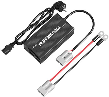 LiTime 12V 10A Batterieladegerät 14,6V AC-DC LiFePO4 Lithium-Batterie-Ladegerät mit Anderson-Anschluss LED-Anzeige Ladegerät speziell für Deep-Cycle-Akkus von Auto, LKW, Boot, WoMo