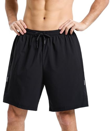 Leeboom Kurze Sporthose Herren Atmungsaktive Laufhose Herren Kurz Schnell Trocknend Trainingshose Laufshorts Jogginghose Outdoor Sporthose mit Reißverschlusstasche