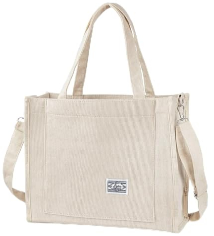 Cord Tasche Damen Handtasche Tote Bag Damen Schultertasche Shopper Groß Damen Henkeltaschen Umhängetasche Mit Reißverschluss Große Kapazität Cord Tasche Für Arbeit Schule Reise Shopper 35x30x12cm
