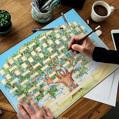 Vuggdt Tableau d'arbre généalogique à remplir | Tableau d'arbre généalogique vide | Tableau d'arbres familiaux d'Ancestry | Tableau généalogique à remplir | 6 générations Affiche généalogique Tableau