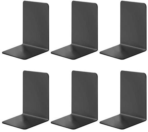 Buchstütze aus Metall 6 Stück Buchstützen Buchhalter, 12x12x17cm L-Förmige Leseständer, Buchständer für Notenständer Bücherstützen für Büro Schule Zuhause Bibliothek