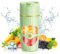 Tragbarer Mixer kabellos Smoothie Maker To Go elektrisch mini Entsafter 450ml USB-C Anschluss wiederaufladbar Blender Glas+PP 6 scharfe Edelstahlklingen Standmixer für unterwegs, Trinkhalm (Grün)