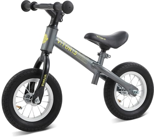 VITONIS balance bike Bicicletta Bambini Senza Pedali per 1,5-4 Anni Fino a 35 Kg, Sedile regolabile, sicuro e ultraleggero per bambini e bambine, grigio