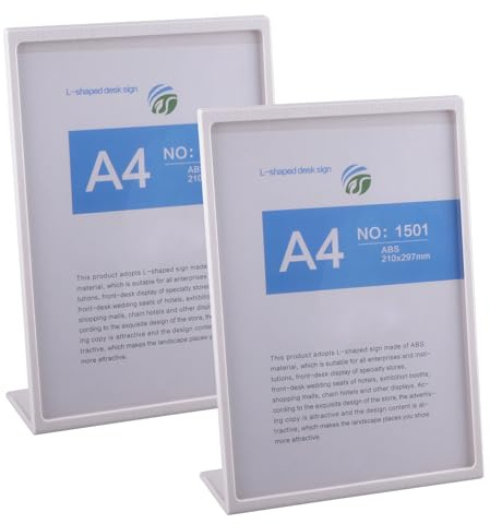 hocadon 5piezas Soporte de Sobremesa Transparente en Forma de L expositores de Mesa A4 de Plástico Soporte para Cartel A4 para Menús, Mensajes, Expositores,Fotos
