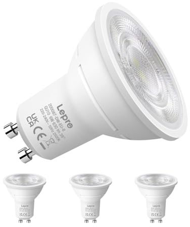 Lepro Ampoule LED GU10, Blanc Froid 6500K, 630lm Ampoule GU10, 6W Équivaut de 80W, 38° Faisceau Pratique, Ampoules GU10 Économie d'énergie, Lot de 4