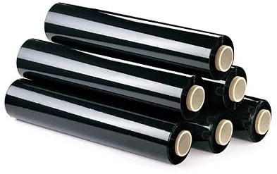 YIJIA | Negro para Embalaje Plástica Retráctil de 50cm x 200m,23 micras, Film para embalar industrial, Enbalaje para mudanzas,Rollo Manual de Film, Palets.(Film Negro, 6 Rollo)