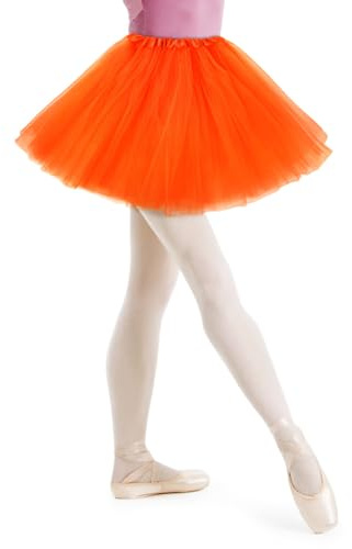 AYBUY Jupe Tutu pour Femme,3 Couches Jupe en Tulle Rétro Années 80 Fête Halloween Carnaval Costume,Jupe Tutu Rétro Accessoire Fluo Danse Habiller Soirée Jupette Danse Classique Princess,Orange