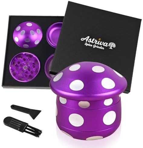 Grinder in metallo, grande tritatutto in alluminio, 63 mm, set da 4 pezzi, macinaspezie con raschietto e spazzola in plastica, macinino polline per spezie Grind Spice