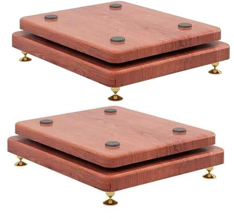 Paquete de 2 soportes de aislamiento de subwoofer, bandeja de base de altavoz ajustable con cobre Na para estudio de música en casa, oficina, 35 x 40 x 8 cm, calidad de sonido mejorada y estabilidad