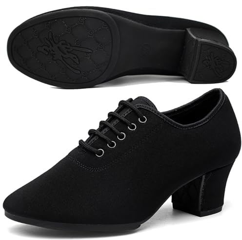 Hiuzylqx Damskor för övningsdans för ballroom, latin, 1,9 tums klack, standardskor för salsa, tango, moderna skor, 4 typer av sulor att välja mellan,Full outdoor rubber sole,37 EU