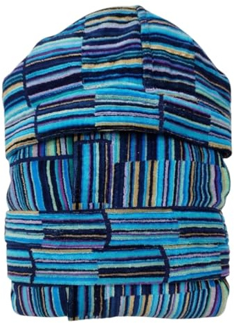 IL BOTTEGONE Accappatoio uomo spugna cinigliato fantasia cotone jacquard morbido con cappuccio - (IT, Testo, XXL, Regular, Regular, Dis. 05)
