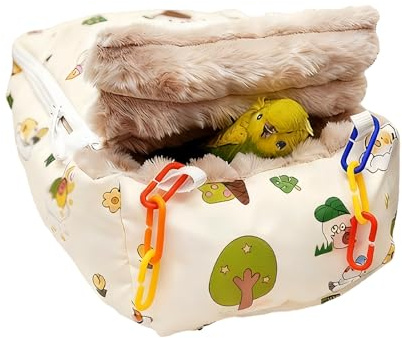 Burdjur Hus För Bur Plysch Tillbehör För Burar Till Husdjur | Vindtät Fågelhängmatta Med Dragkedja För Vintervärme För Hamster, Duv, Kanarie, Kolibri, Fink, Ara, Dvärgpapegoja, Och