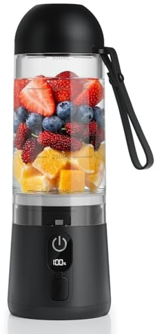 TOMUOO Portable Blender, 8 Blades Personal Size Smoothie Blender for Shakes, USB C Rechargeable Juicer Cup with LED Display, Travel Friendly Mini Mixer for Home, Office, Gym, 17oz, Black