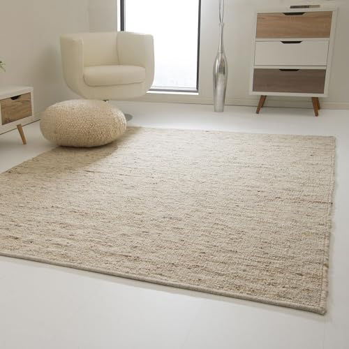 Steffensmeier Landshut Handwebteppich aus 100% Schurwolle - Natur, Größe: 90x160 cm