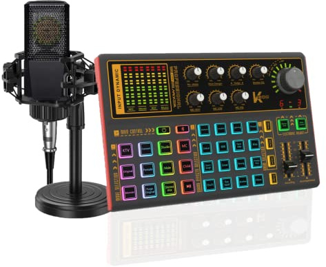 K300 Sound Effects Board Set, Voice Changer Sound Card with Multiple Sound Effects - Podcast Equipment Bundle for Live Streaming/Laptop Computer Vlog/Living Broadcast YouTube or TikTok