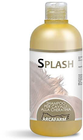 Shampoo Naturale alla Cheratina per Cavalli Splash 500 ml, shampoo lisciante lavaggi frequenti per animali coda criniera manto, azione dermonutriente delicata, pelo capelli morbidi - Made in Italy