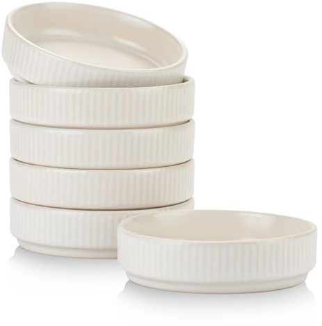 famiware Star Soy Sauce Dish Ceramic Dipping Bowls Set of 6, 4 oz Individual Dip Sauce Cups/Bowls/Dishes/Plates, Small Serving Bowl for Side Dishes, Dessert, Ice Cream, Sushi - Matte White
