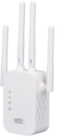 Extensor WiFi, Amplificador de Señal de 300Mbps con 4 Antenas Repetidor de Internet Cobertura Total de 360° con Puerto Ethernet (Enchufe de la UE)