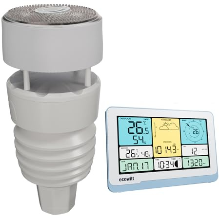 ECOWITT Weather Stations WS3821, 7 in 1 Solar Power Wifi Home Outdoor Weather Sensor WS90, 7.5 inch Garden Wireless Indoor Color LCD Console, IOT Intelligent Linkage Control, Ecowitt Weather Assistant
