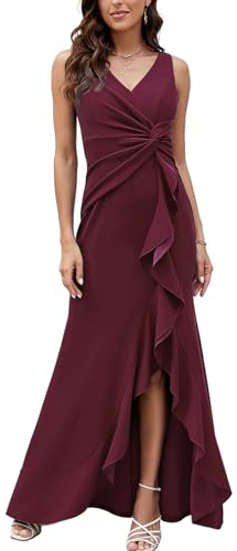 FQA Formal Evening Dresses for Women Elegant Evening Party Prom Dress Long Sexy V Neck Sleeveless Split Wrap