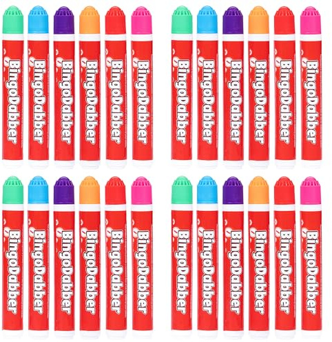 evelay Bingo Dabbers Markers Mixed Colours Pens for Bingo Tickets Games - (Pack of 24)