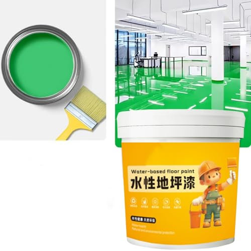 Vernice epossidica impermeabile a base d'acqua, 300 g, vernice per pavimenti in calcestruzzo con pennello, ad asciugatura rapida, antiscivolo, per pavimenti in cemento, per casa e garage, verde