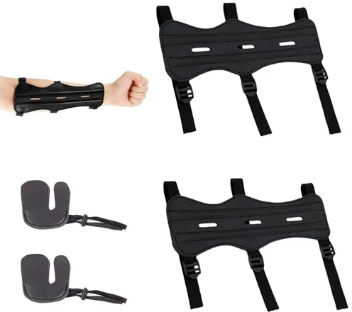PHMING 2 Pièces Protecteur Bras Tir à l'arc, 22 cm de Longueur, Protège-Bras pour Tir à l'arc, Protège-Avant-Bras en Cuir, avec 2 Protège-Doigts, Double Couche, pour L'entraînement, Compétition
