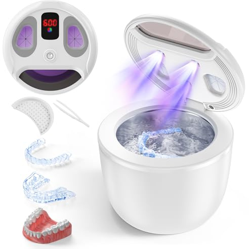 Coanto Ultrasonic Retainer Cleaner, 45kHz Ultrasonic Cleaner with 3 Lights, 4 Modes, Countdown, 200ml Capacity Cleaner for Dentures, Aligners, Nightguards, Sport Mouth Guards
