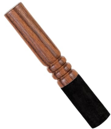 Stor klangskål klämma (17,5 cm). Handgjord av persikoträ med svart läder. Perfekt för meditation, bön, ljudläkning. Professionell