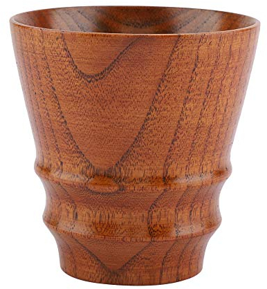 Zerodis Tazza di Legno Retro Fatto Mano Legno Massello Naturale Tazza di tè Multifunzionale Caffè Tazza di Latte Anti Scivolo Vino Birra Acqua Drinkware per Casa