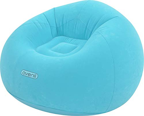 BENROSS Avenli 88050 Inflatable Flocked Lazy Chair / Blue / Indoor or Outdoor Use / 105cm x 65cm