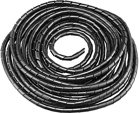 GTIWUNG Raccoglicavi Spiralato, Spirale Avvolgicavo, Tubo a Spirale Diametro 10mm, Copricavo Spirale a Lungezza 9m, Tubo a Spirale per mettere in ordine cavi PC, TV, stereo, console giochi, Nero
