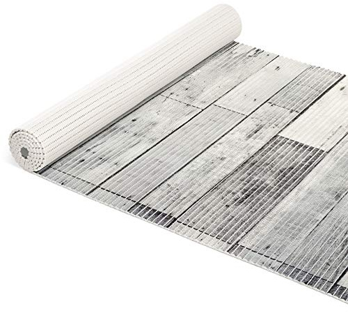 ANRO Mjukskumsmatta, badmatta, badrum- och duschmatta, halkfri, träplankor, grå, 160x65 cm