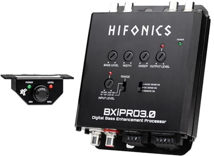Hifonics BXIPRO3.0 Bass Enhancer, Digital Processor with Dash Mount Remote Control, Integration with Any Vehicle for Upgraded Subwoofer System, Black