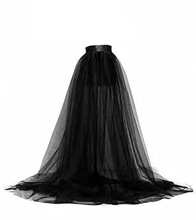 Springcmy Women Tulle Tutu Long Skirts Wedding Party Cocktail Prom Bandage Mesh Maxi Dress (Black, OneSize)