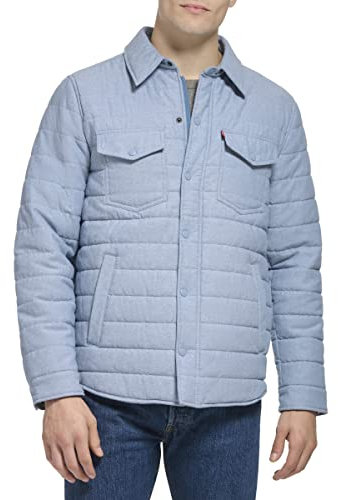 Levi's Lightweight Quilted Shirt Jacket Veste Chemise, Chambray, L Homme