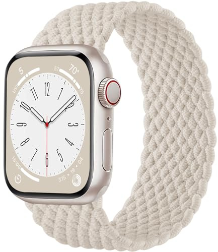 Zedoli Flätad soloslinga kompatibel med Apple Watch Band 38 mm 40 mm 41 mm 42 mm 44 mm 45 mm 49 mm kvinnor män, stretchig nylon solace sport elastisk rem för iWatch serie 9 8 7 6 5 4 3 2 1 SE