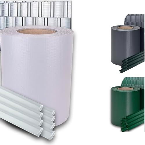 Enjoy Quality Premium – 450 g/kvm insynsskyddsremsor/staketfolie 35 x 19 cm, inklusive fästklämmor, stångmatta, staket, vindskydd/väderbeständig insynsskydd, anti-blekning (mossgrön) (4, grå)