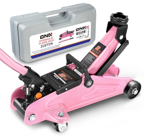 DNA MOTORING Hydraulisk vagnservice/golvdomkraft, 2 ton (600 pund) kapacitet, lyftintervall 13 tum–13 tum, rosa, VERKTYG-00474-PK