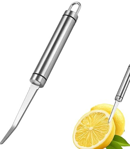 1PCS Silver Curved Grapefruit Knife Peeler with Serrated Edge - Multi-Purpose Tool for Orange, Kiwi, Mango, Citrus Fruit, Potato and Vegetable Carving