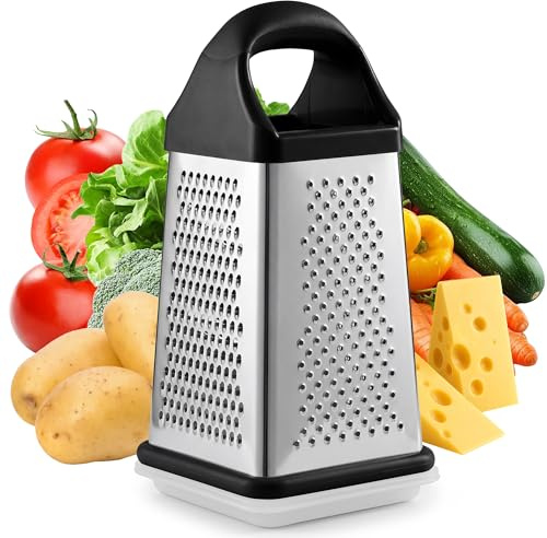 Dachiy Grattugia da Cucina Lavabile in Lavastoviglie Grattugia 4 Facce Nera